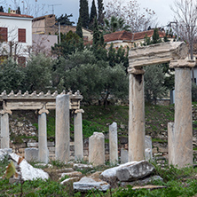 Sunset view of Roman Agora in Athens, Attica, Greece