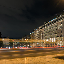 Night photo of Syntagma Square in Athens, Attica, Greece