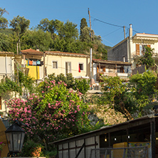 VASILIKI, LEFKADA, GREECE JULY 16, 2014: View at sunset on the promenade in Vasiliki, Lefkada, Ionian Islands, Greece