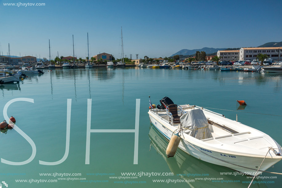 LEFKADA TOWN, GREECE JULY 17, 2014: yacht harbor at Lefkada town, Ionian Islands, Greece