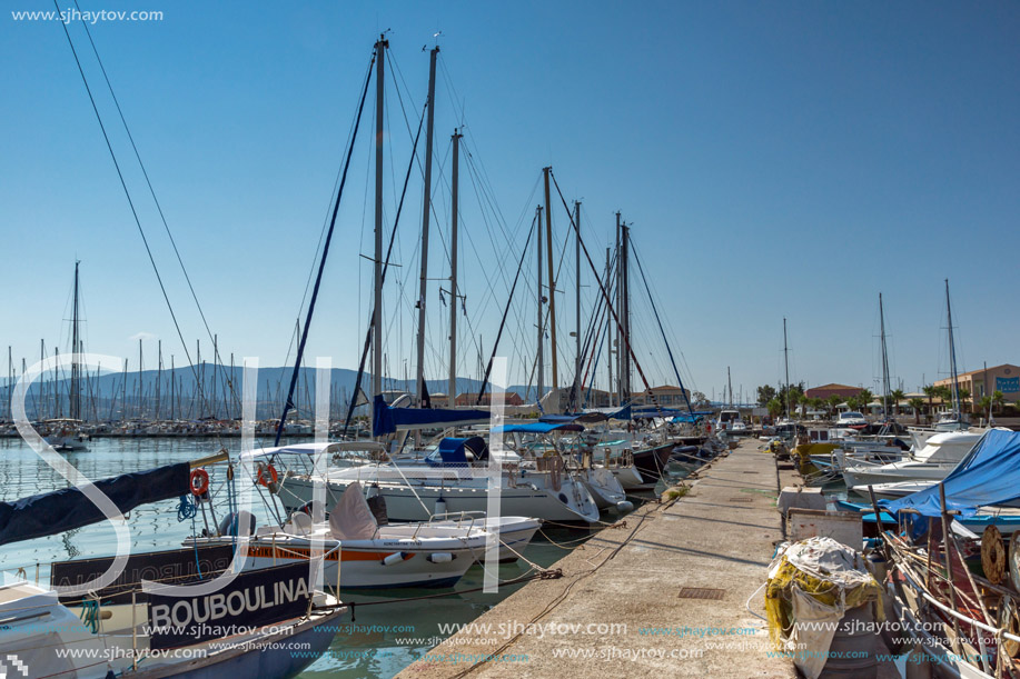 LEFKADA TOWN, GREECE JULY 17, 2014: yacht harbor at Lefkada town, Ionian Islands, Greece