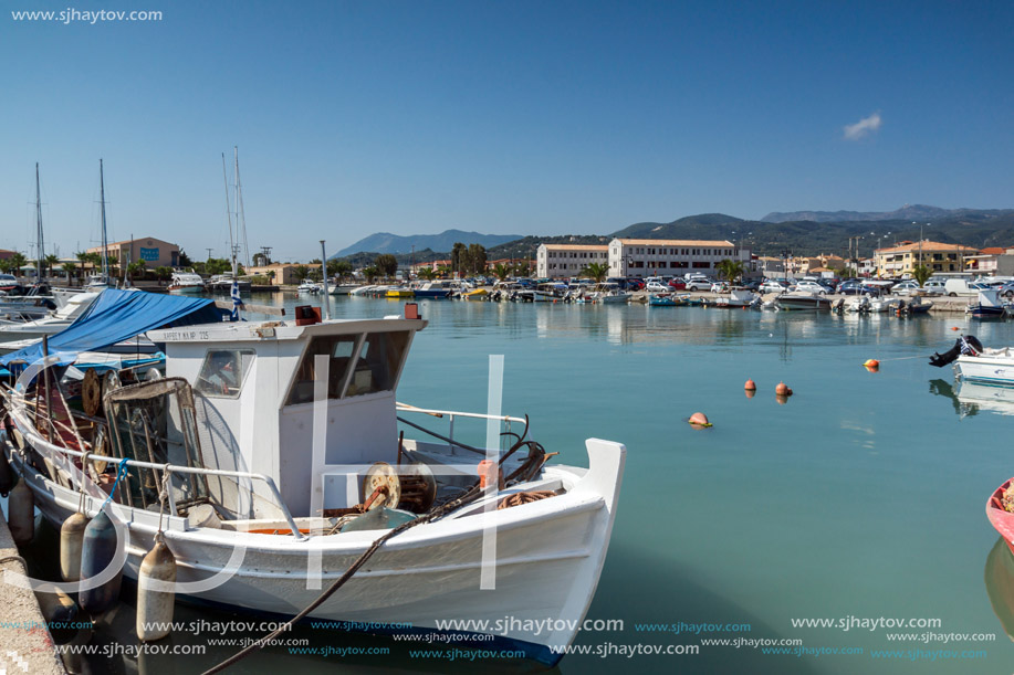 LEFKADA TOWN, GREECE JULY 17, 2014: yacht harbor at Lefkada town, Ionian Islands, Greece