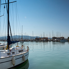 LEFKADA TOWN, GREECE JULY 17, 2014: yacht harbor at Lefkada town, Ionian Islands, Greece