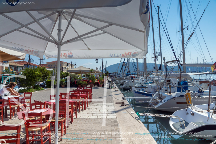 LEFKADA TOWN, GREECE JULY 17, 2014: yacht harbor at Lefkada town, Ionian Islands, Greece