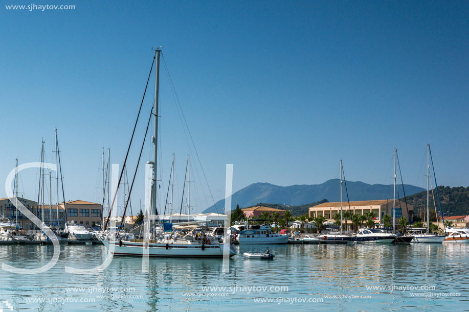 LEFKADA TOWN, GREECE JULY 17, 2014: yacht harbor at Lefkada town, Ionian Islands, Greece