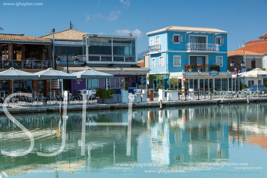 LEFKADA TOWN, GREECE JULY 17, 2014: Promenade at Lefkada town, Ionian Islands, Greece