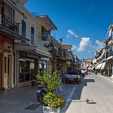 LEFKADA TOWN, GREECE JULY 17, 2014: Central street in Lefkada town, Ionian Islands, Greece