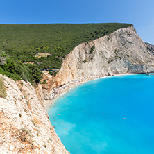 Amazing seascape of blue waters of Porto Katsiki Beach, Lefkada, Ionian Islands, Greece