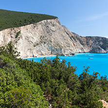 Amazing seascape of blue waters of Porto Katsiki Beach, Lefkada, Ionian Islands, Greece