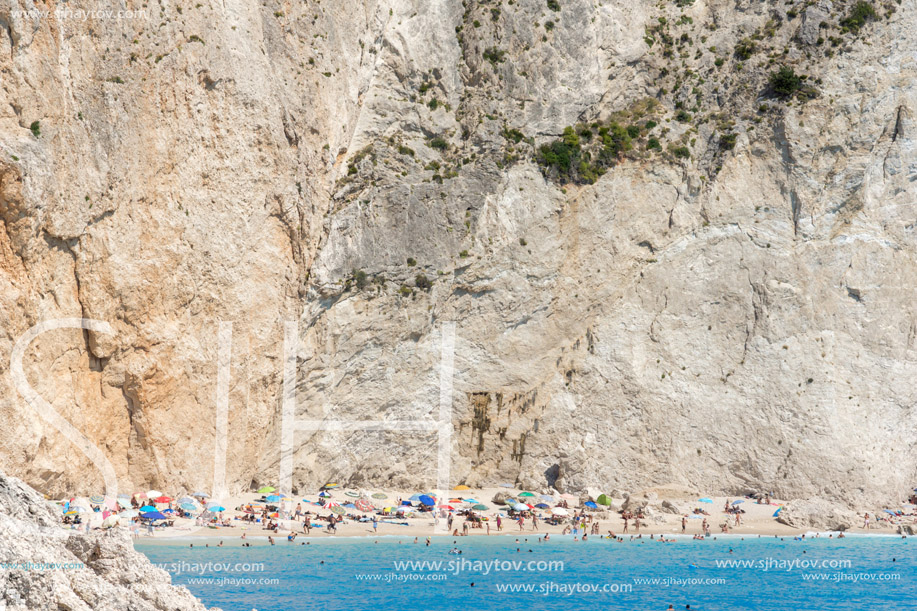 Amazing seascape of blue waters of Porto Katsiki Beach, Lefkada, Ionian Islands, Greece
