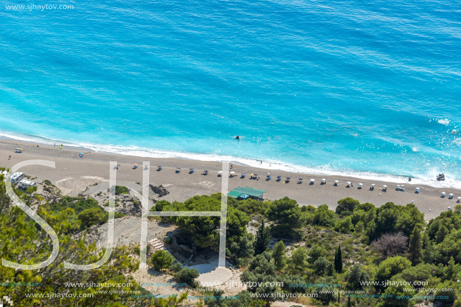 Seascape of Blue Waters of Gialos Beach, Lefkada, Ionian Islands, Greece