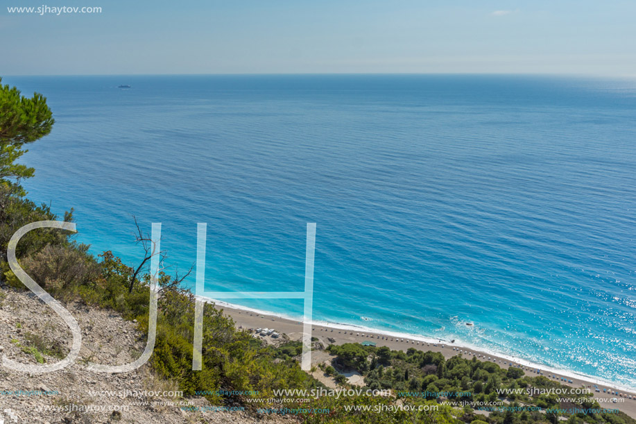 Seascape of Blue Waters of Gialos Beach, Lefkada, Ionian Islands, Greece