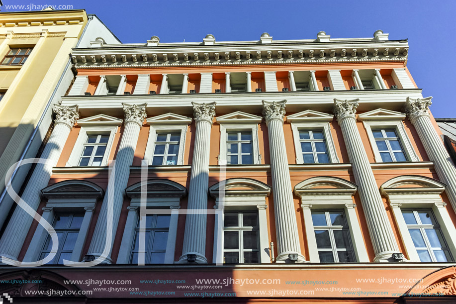 PLOVDIV, BULGARIA - JANUARY 2 2017: Knyaz Alexander I street in city of Plovdiv, Bulgaria