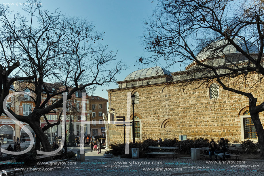 PLOVDIV, BULGARIA - JANUARY 2 2017: Dzhumaya Mosque and park in city of Plovdiv, Bulgaria