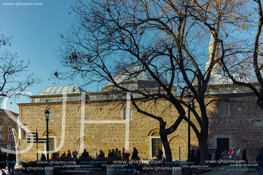 PLOVDIV, BULGARIA - JANUARY 2 2017: Dzhumaya Mosque and park in city of Plovdiv, Bulgaria