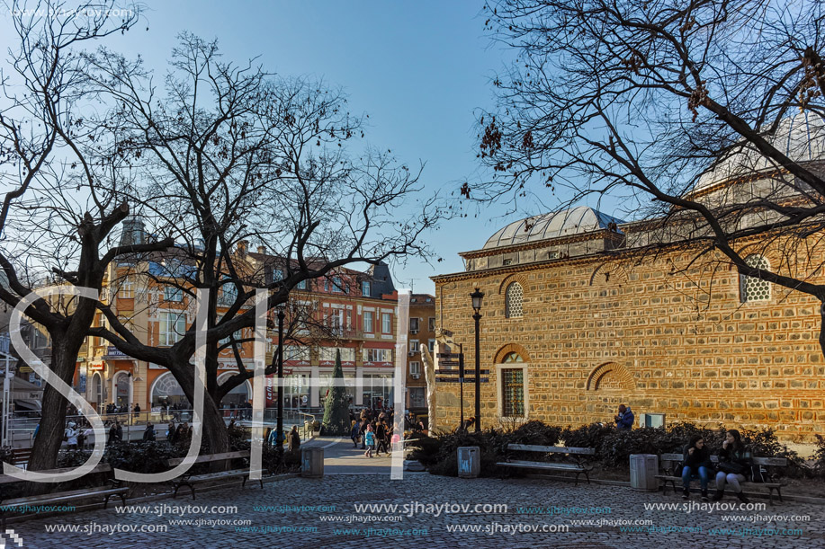 PLOVDIV, BULGARIA - JANUARY 2 2017: Dzhumaya Mosque and park in city of Plovdiv, Bulgaria