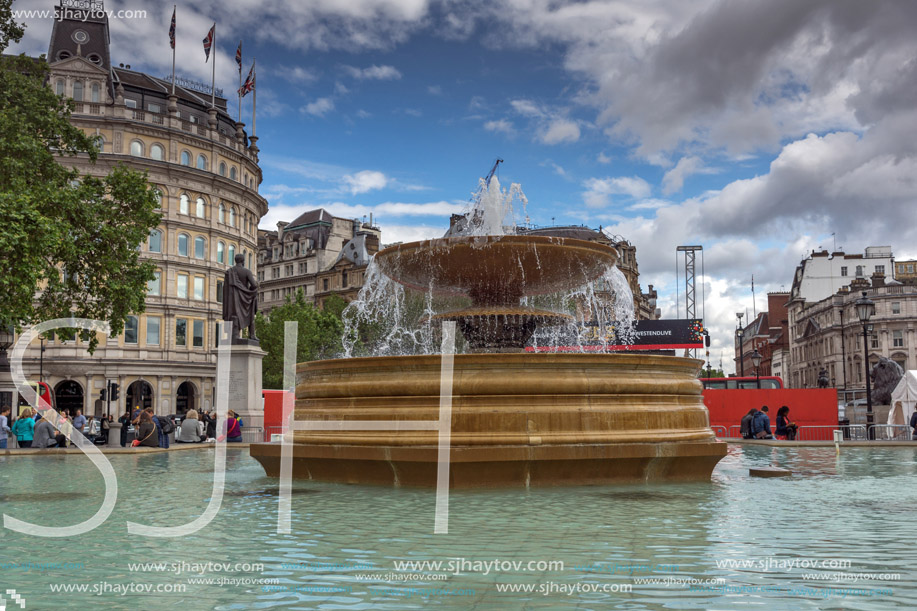 LONDON, ENGLAND - JUNE 16 2016: Trafalgar Square, City of London, England, Great Britain