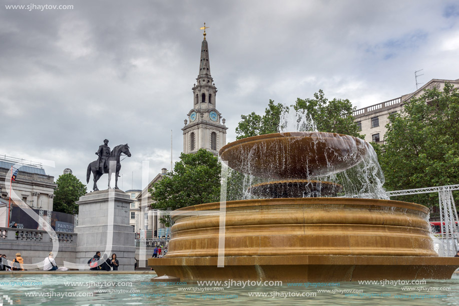 LONDON, ENGLAND - JUNE 16 2016: Trafalgar Square, City of London, England, Great Britain