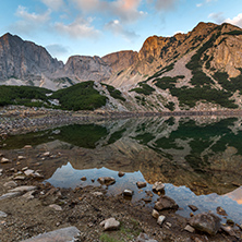 Amazing Sunrise of Sinanitsa peak and  the lake, Pirin Mountain, Bulgaria