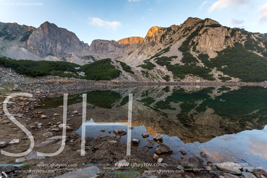 Amazing Sunrise of Sinanitsa peak and  the lake, Pirin Mountain, Bulgaria