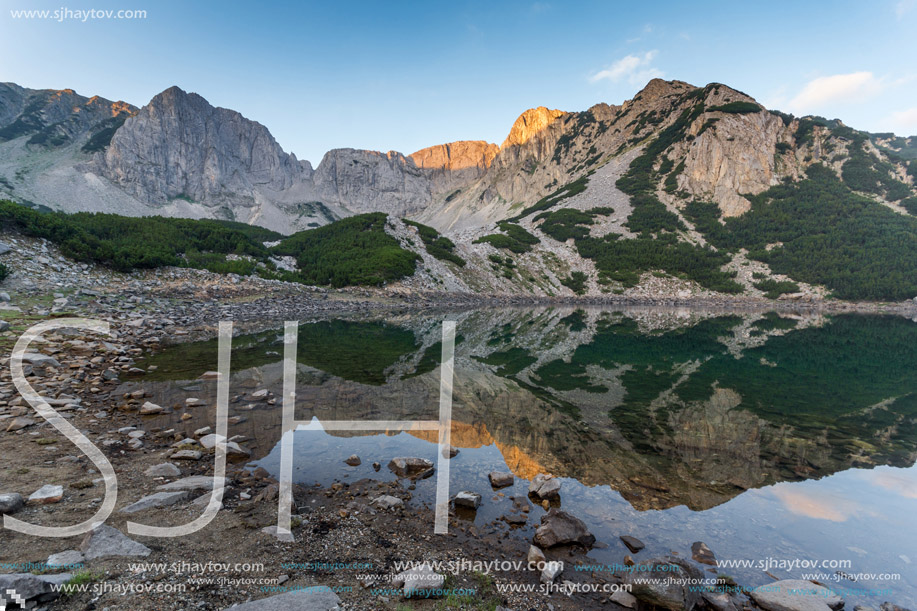 Amazing Sunrise of Sinanitsa peak and  the lake, Pirin Mountain, Bulgaria