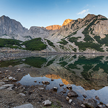 Amazing Sunrise of Sinanitsa peak and  the lake, Pirin Mountain, Bulgaria