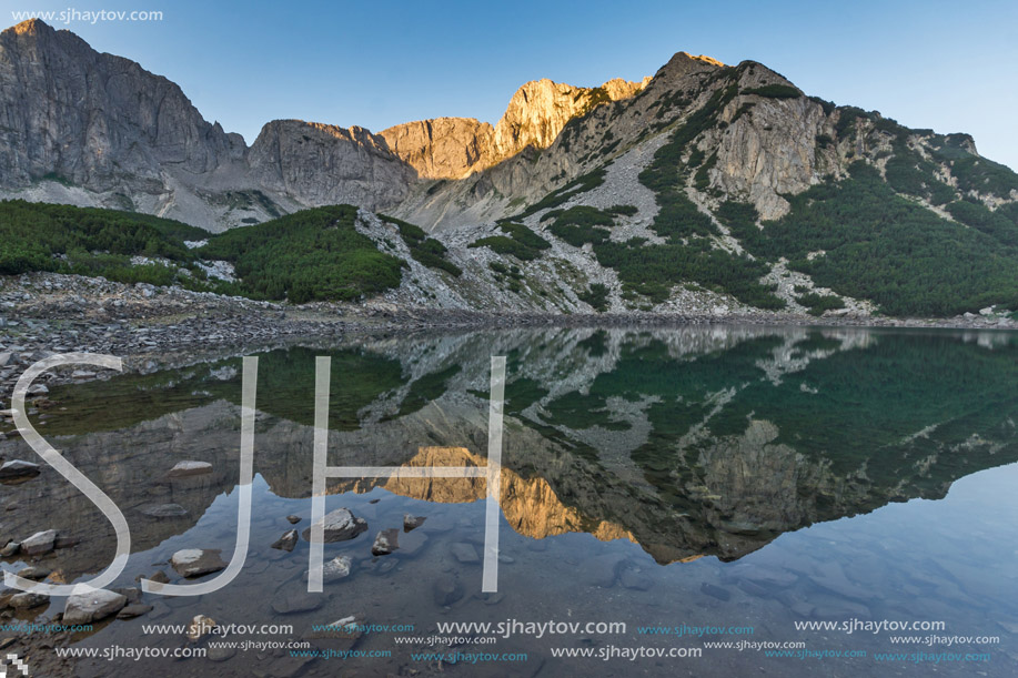 Amazing Sunrise of Sinanitsa peak and  the lake, Pirin Mountain, Bulgaria