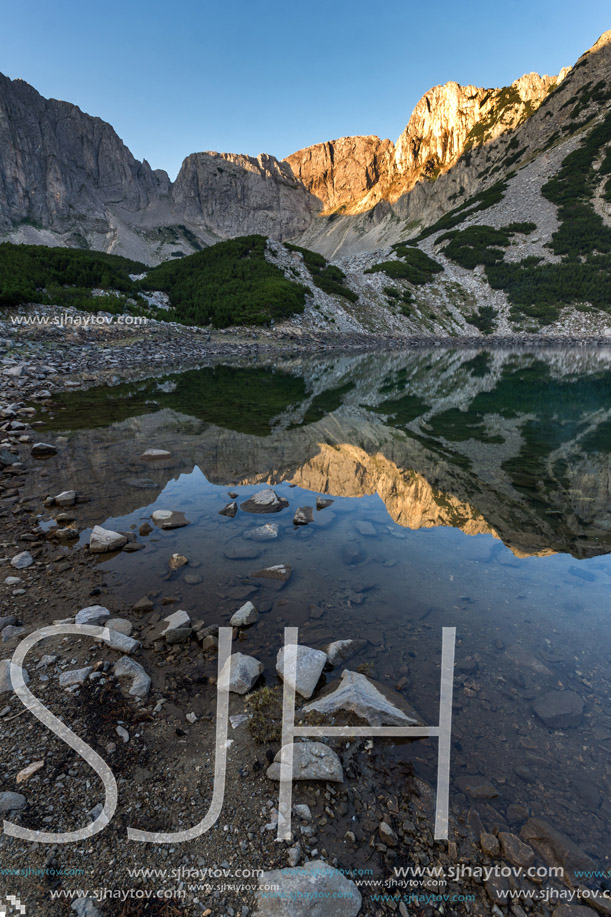 Amazing Sunrise of Sinanitsa peak and  the lake, Pirin Mountain, Bulgaria