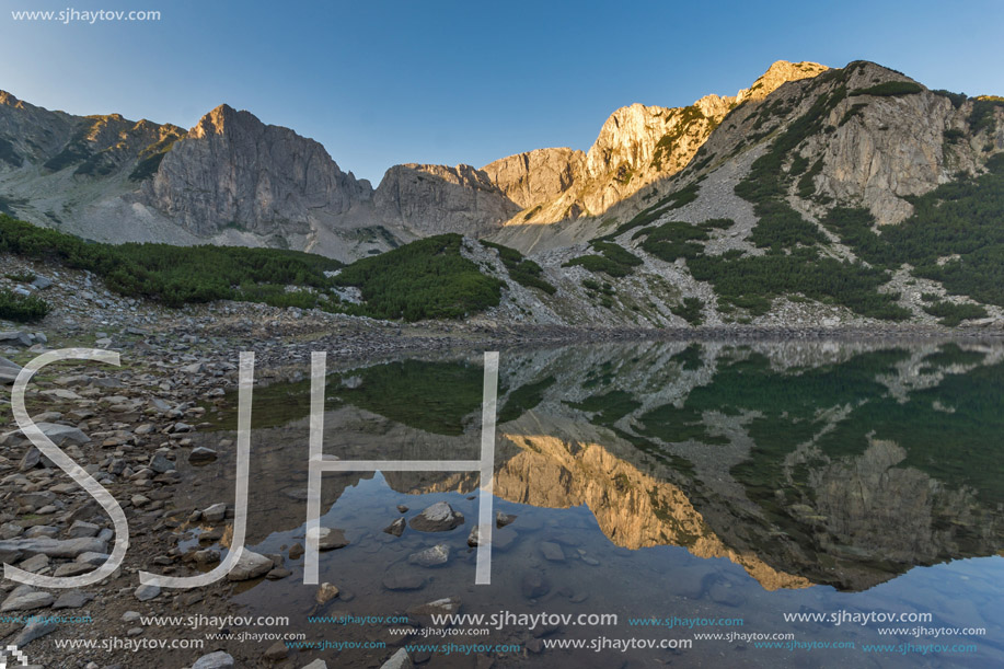 Amazing Sunrise of Sinanitsa peak and  the lake, Pirin Mountain, Bulgaria