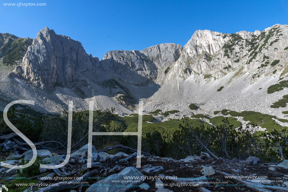 Amazing Panorama of rocks of Sinanitsa peak covered with shadow, Pirin Mountain, Bulgaria