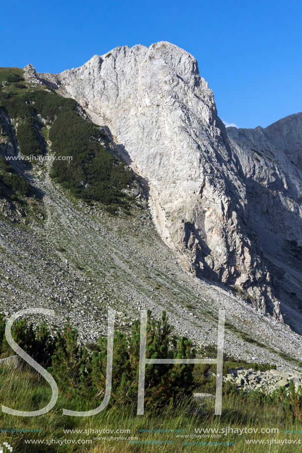 Amazing Panorama of rocks of Sinanitsa peak covered with shadow, Pirin Mountain, Bulgaria