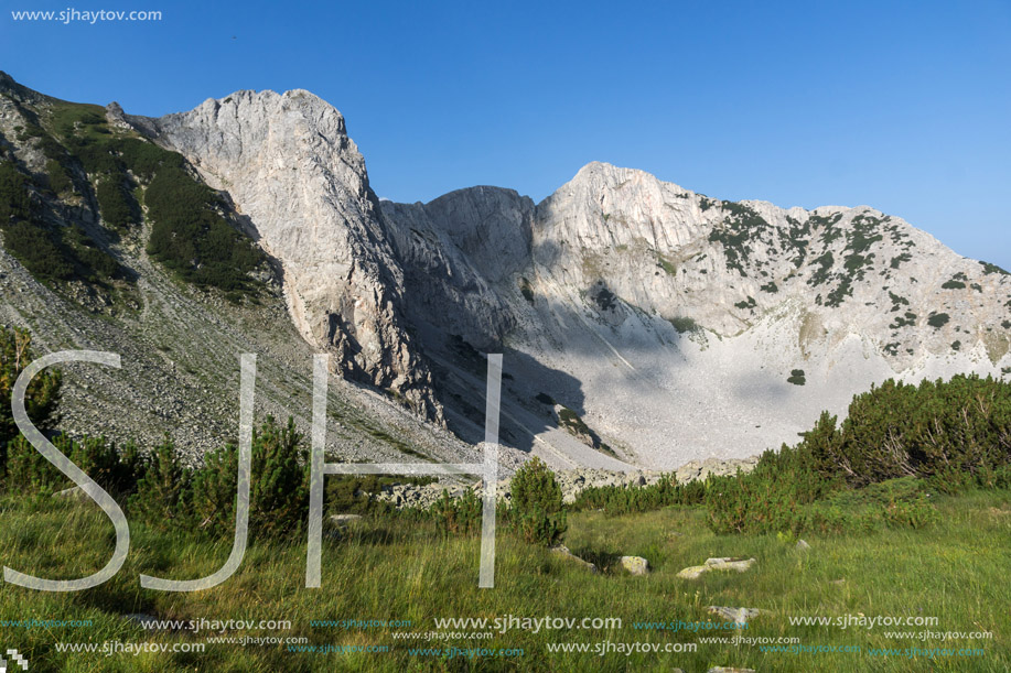 Amazing Panorama of rocks of Sinanitsa peak covered with shadow, Pirin Mountain, Bulgaria