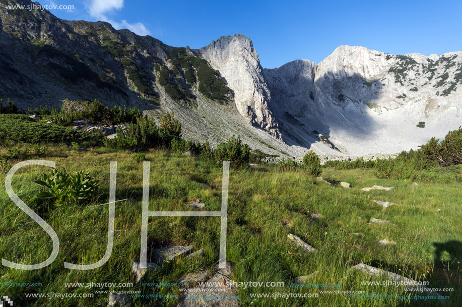 Amazing Panorama of rocks of Sinanitsa peak covered with shadow, Pirin Mountain, Bulgaria