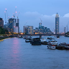 LONDON, ENGLAND - JUNE 16 2016: Cityscape of London from Westminster Bridge, England, United Kingdom