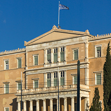 ATHENS, GREECE - JANUARY 19 2017: The Greek parliament in Athens, Attica, Greece