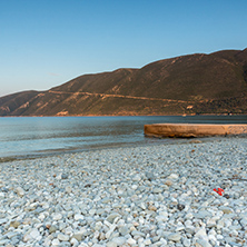 Amazing sunrise on the beach of village of Vasiliki, Lefkada, Ionian Islands, Greece