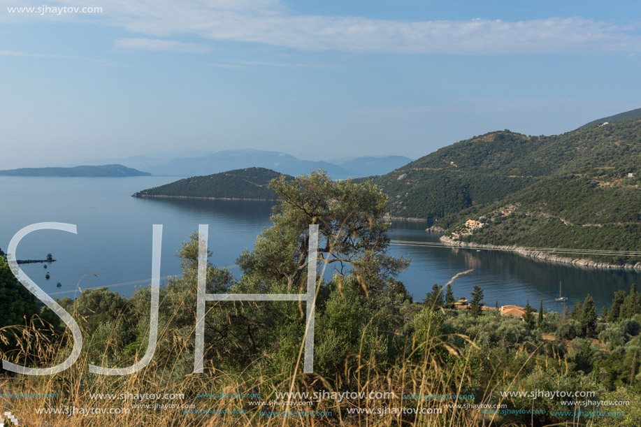 Amazing panorama of Mikros Gialos beach, Lefkada, Ionian Islands, Greece