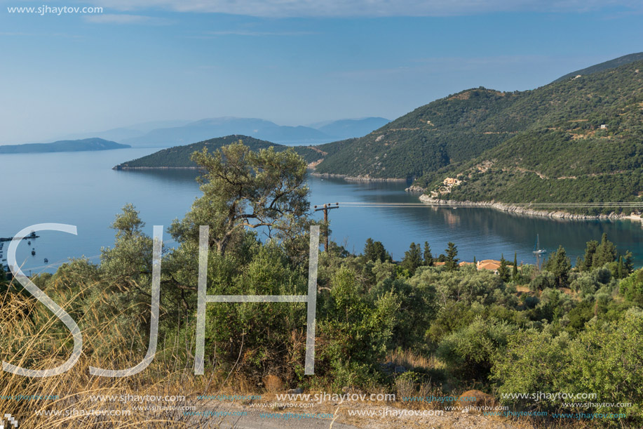 Amazing panorama of Mikros Gialos beach, Lefkada, Ionian Islands, Greece