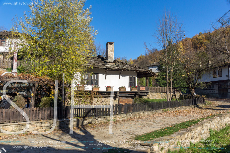 BOZHENTSI, BULGARIA - OCTOBER 29 2016:  Autumn view of village of Bozhentsi, Gabrovo region, Bulgaria