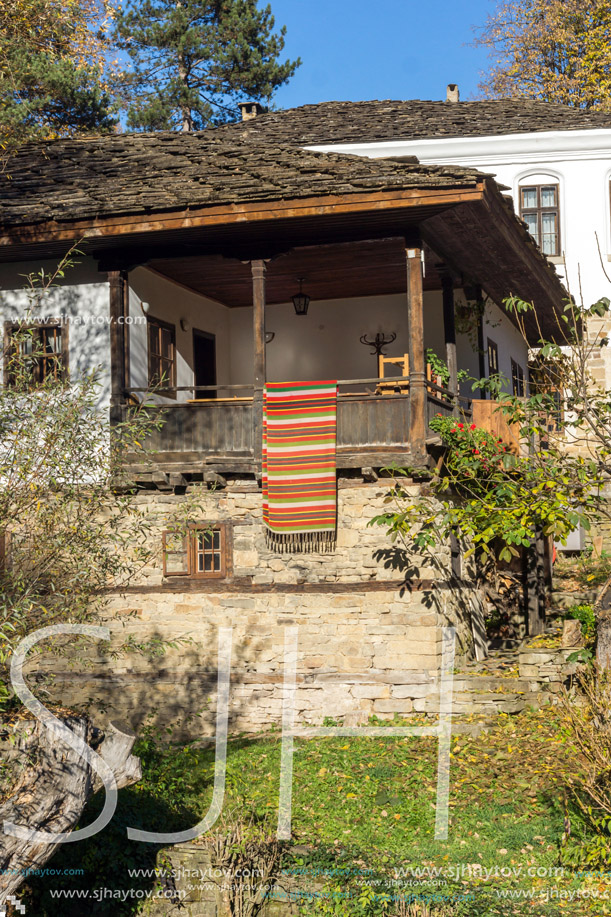 BOZHENTSI, BULGARIA - OCTOBER 29 2016:  Autumn view of village of Bozhentsi, Gabrovo region, Bulgaria