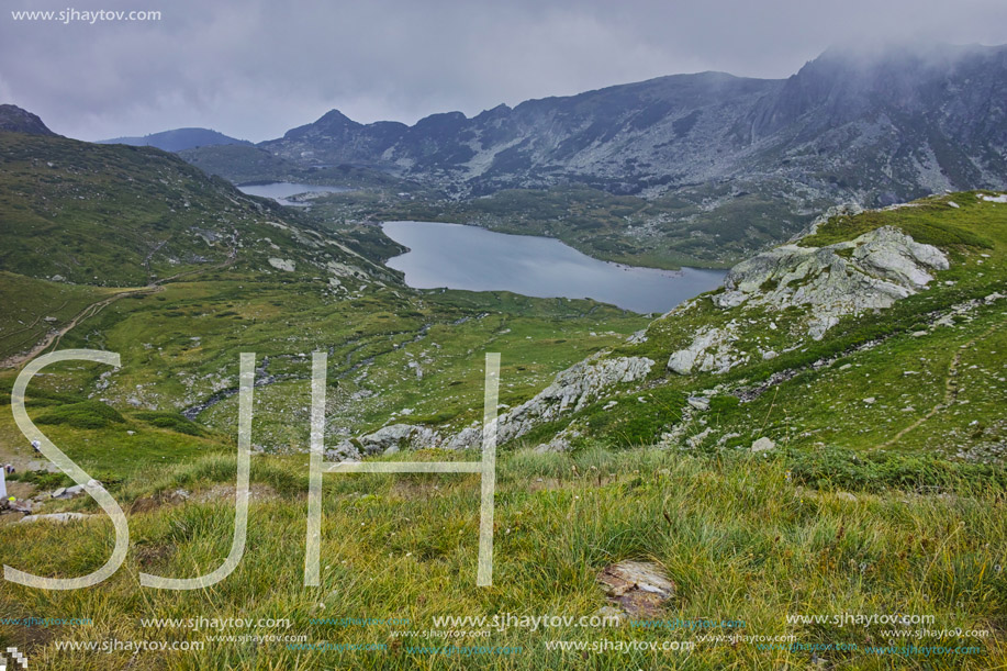 Amazing panorama of The Twin lake, The Seven Rila Lakes, Bulgaria
