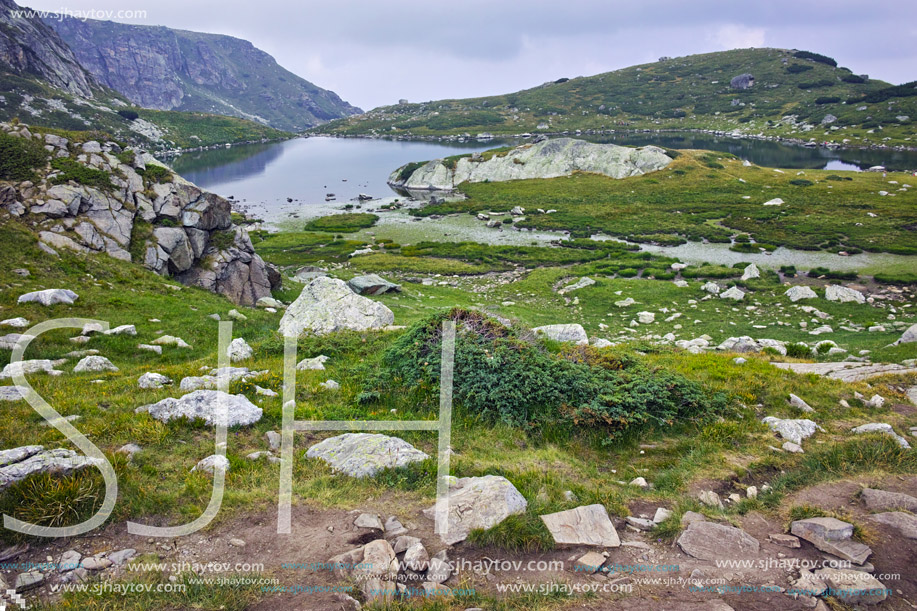 Amazing view of The Trefoil lake, Rila Mountain, The Seven Rila Lakes, Bulgaria