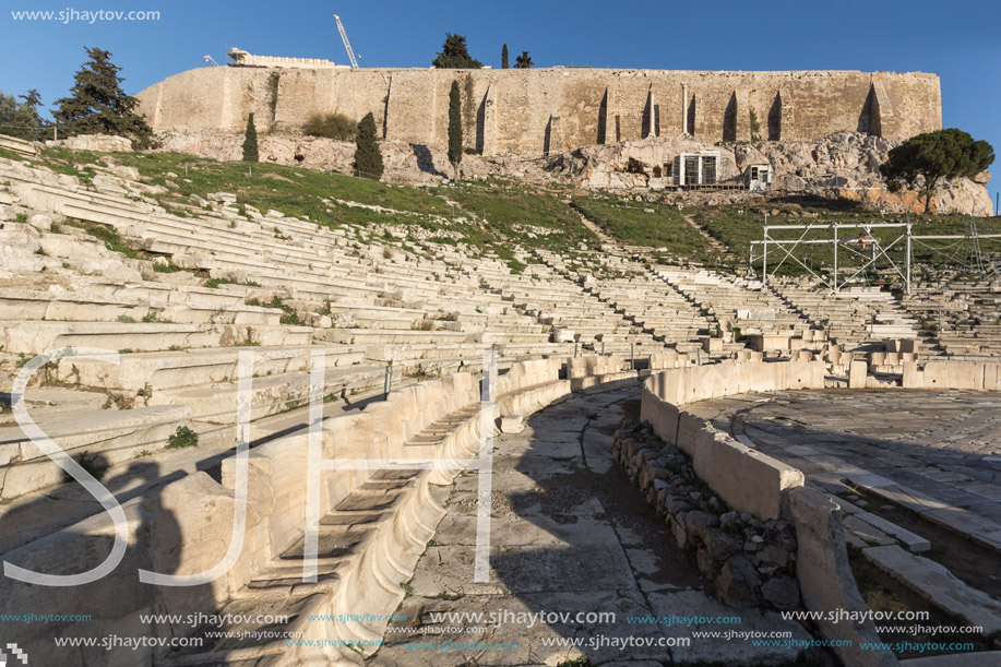 Ruins of the Theatre of Dionysus in Acropolis of Athens, Attica, Greece