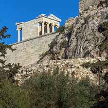 Monumental gateway Propylaea in the Acropolis of Athens, Attica, Greece