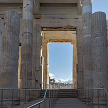 Monumental gateway Propylaea in the Acropolis of Athens, Attica, Greece