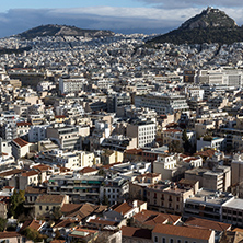 Amazing panorama from Acropolis to city of Athens, Attica, Greece