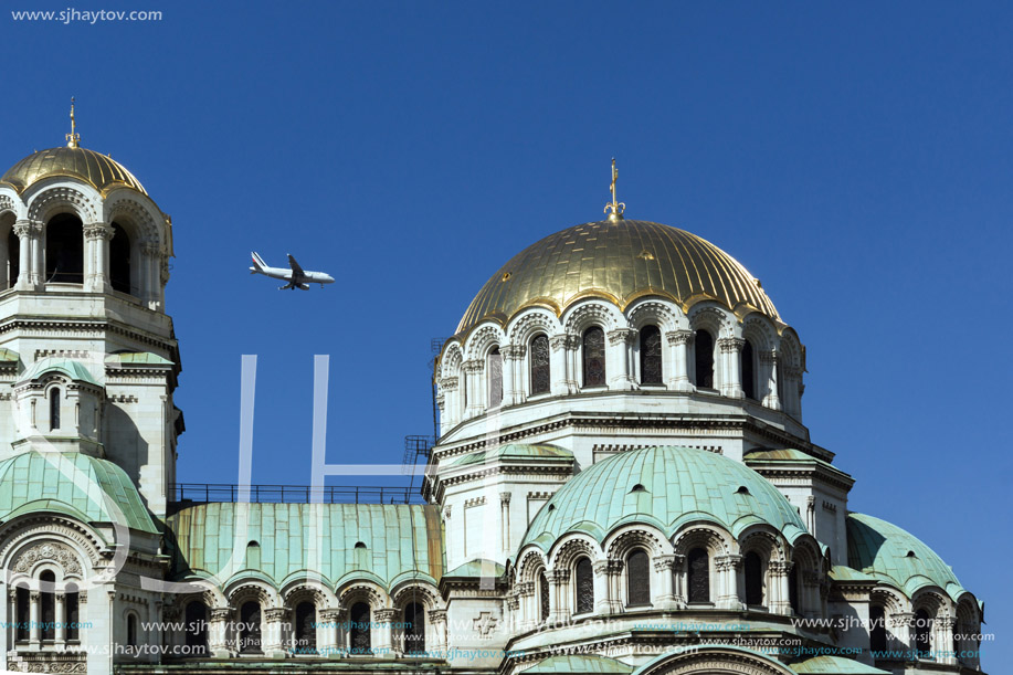 SOFIA, BULGARIA - APRIL 1, 2017: Amazing view of Cathedral Saint Alexander Nevski in Sofia, Bulgaria