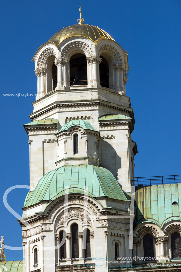 SOFIA, BULGARIA - APRIL 1, 2017: Amazing view of Cathedral Saint Alexander Nevski in Sofia, Bulgaria