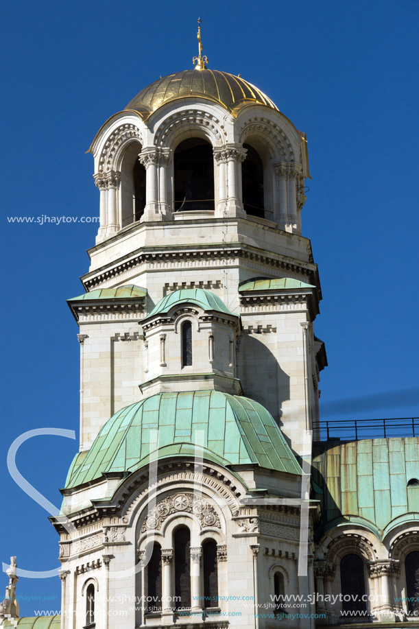 SOFIA, BULGARIA - APRIL 1, 2017: Amazing view of Cathedral Saint Alexander Nevski in Sofia, Bulgaria