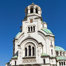 SOFIA, BULGARIA - APRIL 1, 2017: Amazing view of Cathedral Saint Alexander Nevski in Sofia, Bulgaria